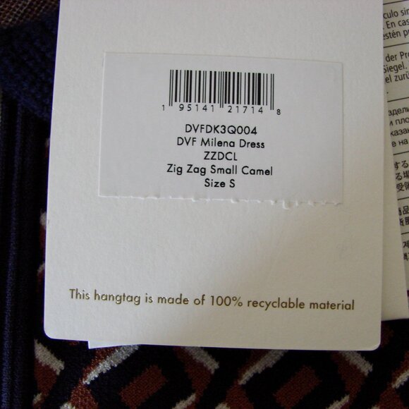 DVF Diane Von Furstenberg Mini Dress Milena Zig Zag Camel Knit Small NEW NWT - Picture 8 of 16